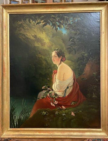 Marie Wehrle (XIX), Kring van - Flora al bagno (1864), Antiek en Kunst