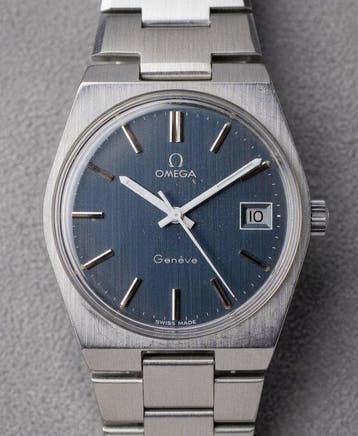 Omega - Vintage Geneve – Blue Dial – Integrated Bracelet –, Nieuw