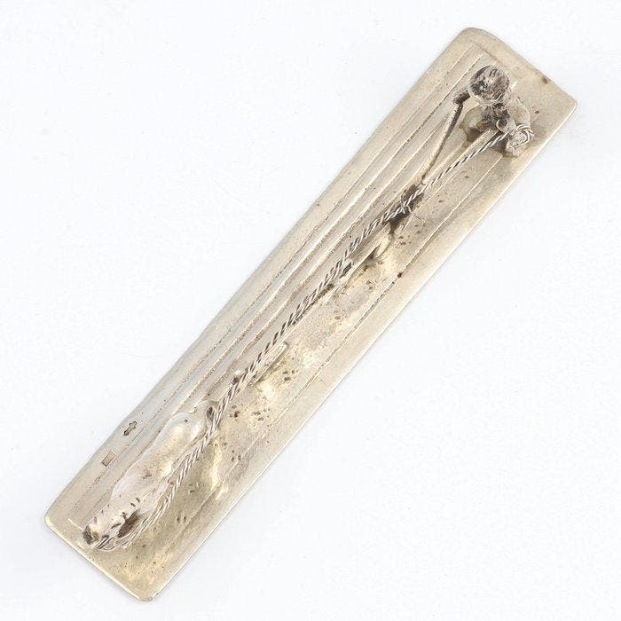 NO RESERVE. Th. H. de Droog. - Beeldje - Ploegen - .835, Antiquités & Art, Antiquités | Argent & Or