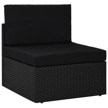 Middenbank poly rattan zwart: Modulair design voor je tui..., Verzenden, Zo goed als nieuw, Rotan