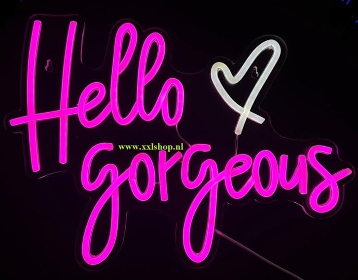 Hello gorgeous neon bord lamp LED verlichting lichtbak XXL, Zakelijke goederen, Horeca | Overige, Verzenden