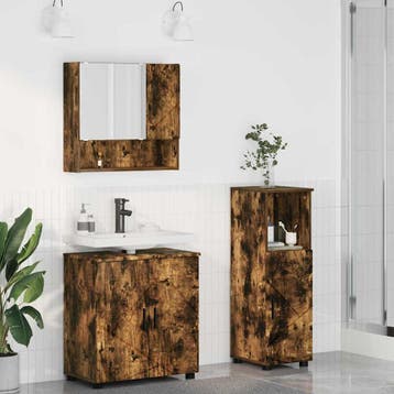 vidaXL Badkamermeubel Set 3 st Rook Eiken 61 x 35 x 64 cm, Verzenden
