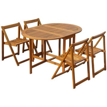 vidaXL 5-delige Tuinset inklapbaar massief acaciahout, Tuin en Terras, Tuintafels, Verzenden, Nieuw