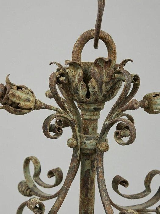 Lantaarn - Een sierlijk uitgewerkte Italiaanse smeedijzeren, Antiquités & Art, Antiquités | Autres Antiquités