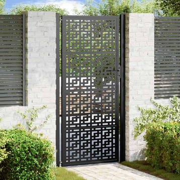 vidaXL Poort met kruisontwerp 100x200 cm staal zwart, Tuin en Terras, Tuinpoorten, Verzenden, Nieuw