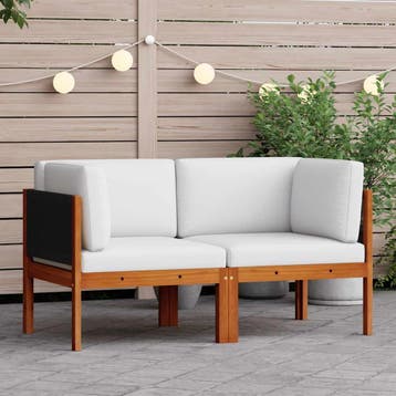 vidaXL Tuinhoekbanken 2 st met kussens acaciahout & touw, Verzenden, Nieuw