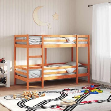vidaXL Stapelbed massief grenenhout wasbruin 90x200 cm, Verzenden, Nieuw