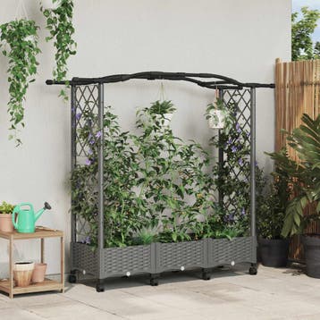 vidaXL Verhoogd Bed met Trellis en Dak Lichtgrijs 169 x 40 x, Verzenden, Nieuw