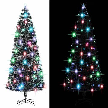 vidaXL Voorverlichte kerstboom met standaard en LED 240 cm, Verzenden, Nieuw