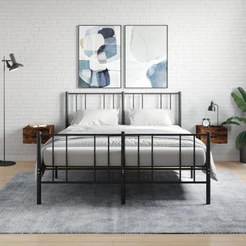 vidaXL Nachtkastjes 2 st wandgemonteerd 35x35x20 cm gerookt, Verzenden