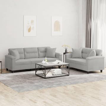 vidaXL 2-delige Loungeset met kussens microvezelstof, Verzenden, Nieuw