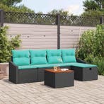 vidaXL Tuinbank Set met kussen met opslag 6 pcs Zwart poly, Verzenden