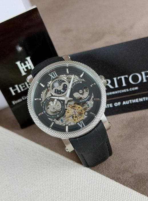 Heritor - Aries Skeleton Dial - Black - Sans prix de réserve, Bijoux, Sacs & Beauté, Montres | Hommes