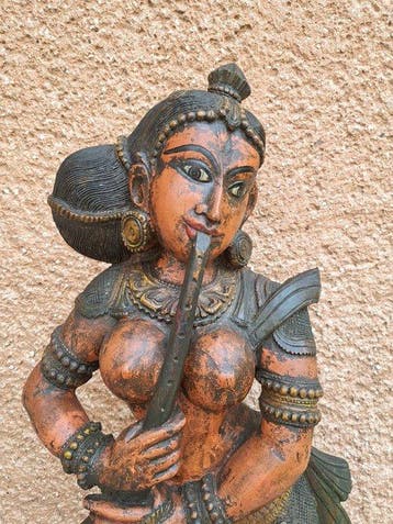 Snijwerk, Nagyméret Táncoló Parvati - 97 cm - Hout - 1980