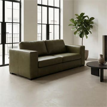 Leren bank Flow - 2,5 zits - Granada Moss (olijf/groen) -, Nieuw, Ophalen of Verzenden, Modern, 200 tot 250 cm