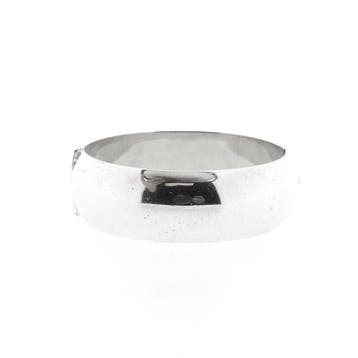 Brede zilveren slavenarmband; Maat S/M, Ophalen of Verzenden, Gebruikt, Zilver, Zilver
