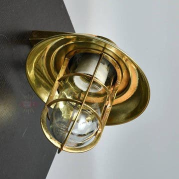 Lampe murale - Laiton, Verre - Lampe à cage industrielle, Antiquités & Art
