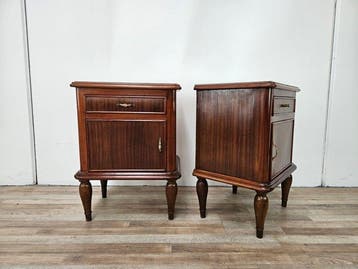 Nachtkastje (2) - Art Deco-nachtkastjes met spiegeltop,
