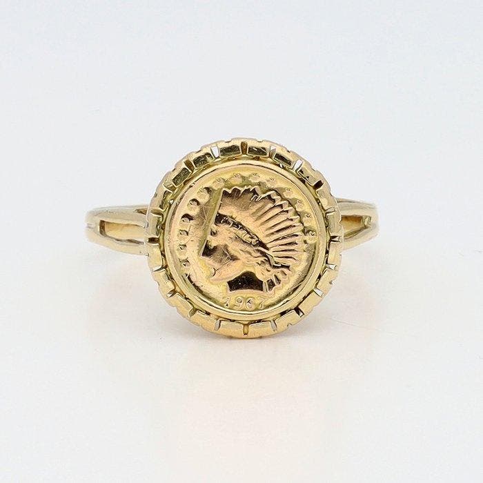 Ring - 18 karaat Geel goud, Handtassen en Accessoires, Ringen