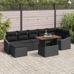 vidaXL Tuin Eettafel Set met kussen 8 pcs Zwart en Bruin, Verzenden, Nieuw