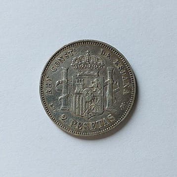 Spanje. Alfonso XII. 2 Pesetas 1879*79 EMM (Zonder