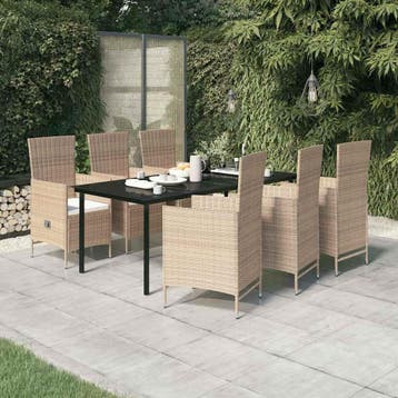 vidaXL 7-delige Tuinset met kussens beige, Verzenden, Tuinset