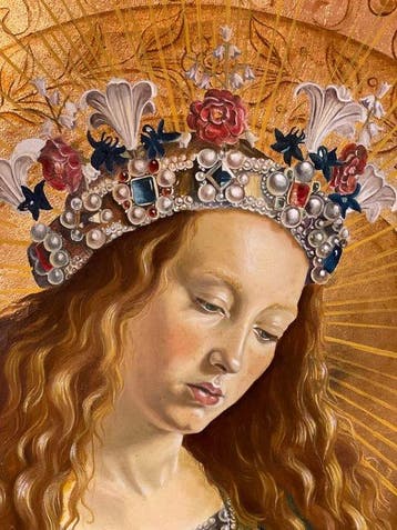 Marie-Menehould Gannat - Copie d’une vierge de van eyck, Antiquités & Art