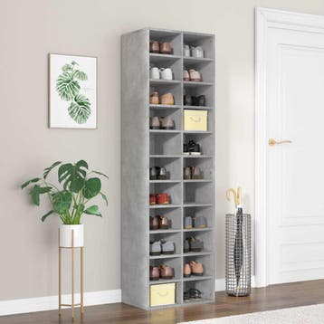 vidaXL Schoenenkast 54x34x183 cm bewerkt hout betongrijs, Verzenden, Nieuw