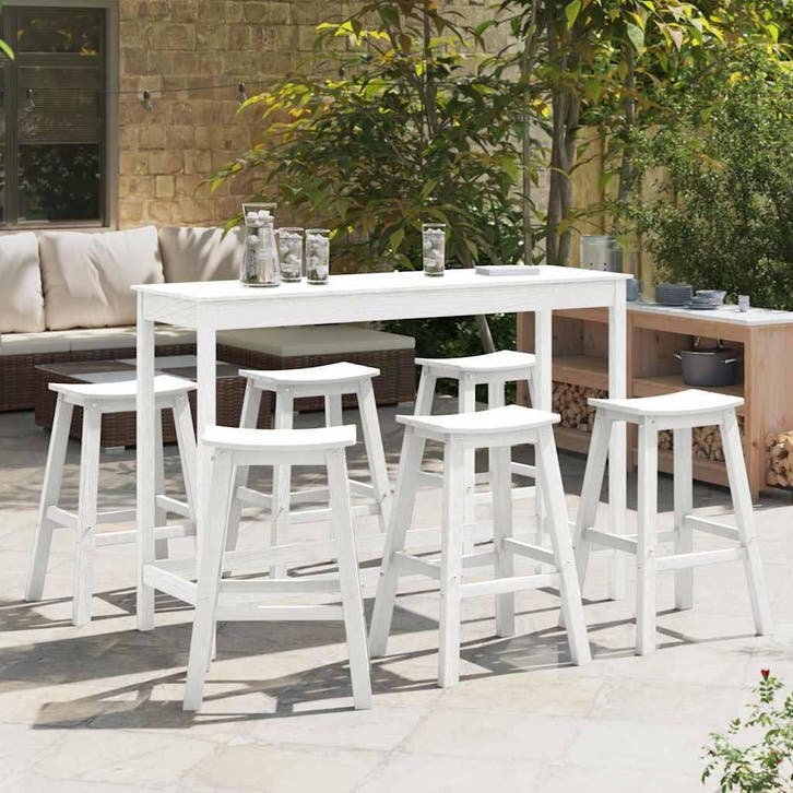 vidaXL Tuin Bar Set 6 st Wit HDPE, Jardin & Terrasse, Ensembles de jardin, Envoi