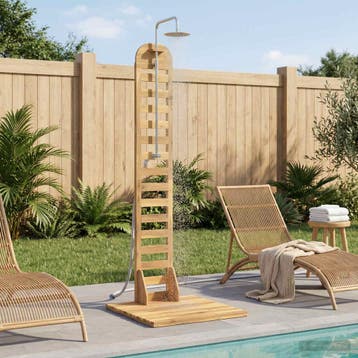 vidaXL Buitendouche 225 cm Massief acaciahout en roestvrij, Tuin en Terras, Verzenden, Nieuw