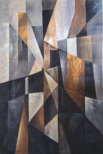 Phill Bello (1973- ) - GOLDEN LUXURY IN CUBISM Oil on, Antiek en Kunst