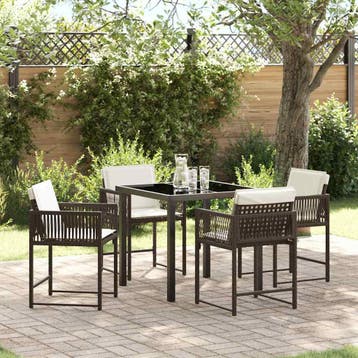 vidaXL Tuin Eettafel Set 5 pcs Bruin poly rattan, Verzenden, Nieuw