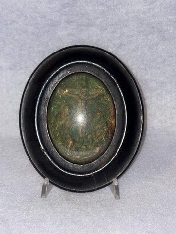 sculptuur, Quadro sacro reliquia - 17 cm - Hout