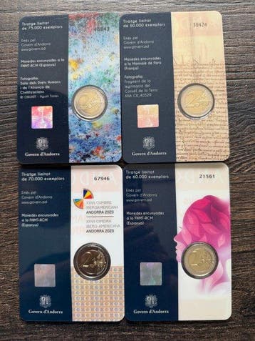 Andorra. 2 Euro 2018/2020 (4 stuks) (Zonder minimumprijs)