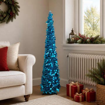 vidaXL Pop-up kerstboom 120 cm PET Blauw, Verzenden, Nieuw