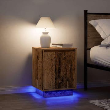 vidaXL Nachtkastjes met led-verlichting 2 st 38x34x50 cm oud, Verzenden, Nieuw