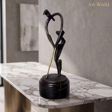 Beeld, Golfer - 30 cm - Brons, Marmer, Antiek en Kunst