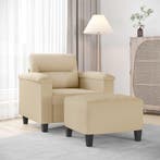vidaXL Fauteuil met voetenbank 60 cm microvezelstof crème, Verzenden, Nieuw