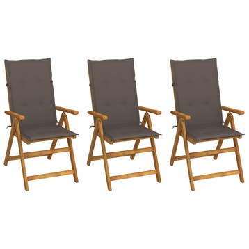 vidaXL Set van 3 klapstoelen met kussens, gemaakt van, Verzenden, Nieuw
