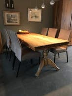 Set van 6 bruine leren eetkamerstoelen model Real in bruin, Ophalen of Verzenden, Nieuw, Eén