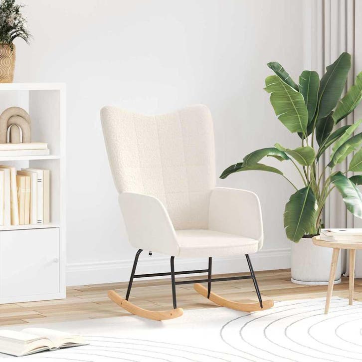 vidaXL Schommelstoel Crème Sherpa Stof, Maison & Meubles, Fauteuils, Envoi