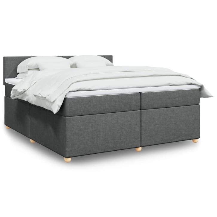 vidaXL Boxspring met matras stof donkergrijs 200x200 cm, Huis en Inrichting, Slaapkamer | Bedden, Nieuw, Verzenden