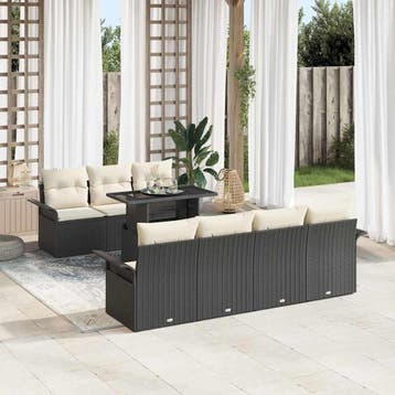 vidaXL Tuinbank Set 8 st Zwart [Synthetisch]: Poly Riet, Verzenden