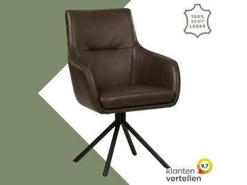 Leren draaibare eetkamerstoel Fancy - Granada Chocolate, Nieuw, Leer, Ophalen of Verzenden, 90 cm of meer