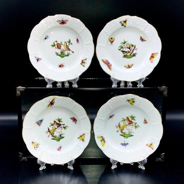 Herend - Exquisite Set of 4 Plates (12,5 cm) - Rothschild, Antiek en Kunst, Antiek | Meubels | Tafels