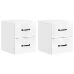 vidaXL Muurbevestigde Nachttafel 2 pcs Hoogglans Wit 34,5 x, Verzenden, Nieuw
