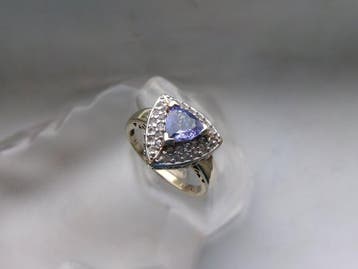 Argent, tanzanite - Bague - Style Art déco