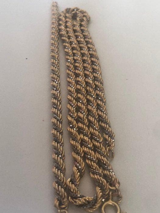 Statement ketting wit en geel goud - 18k Bi-color Gouden Set, Handtassen en Accessoires, Antieke sieraden