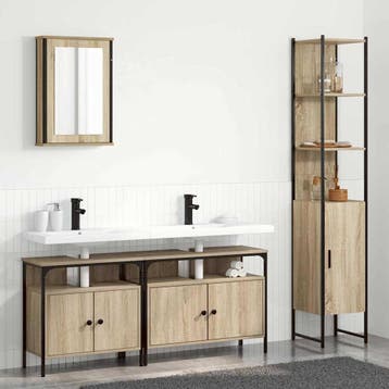 vidaXL Badkamermeubel Set 4 st Sonoma Eik 33 x 33 x 185,5 cm, Huis en Inrichting, Verzenden, Nieuw