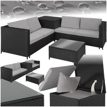 Wicker lounge Siena - zwart / grijs, Tuin en Terras, Verzenden, Nieuw